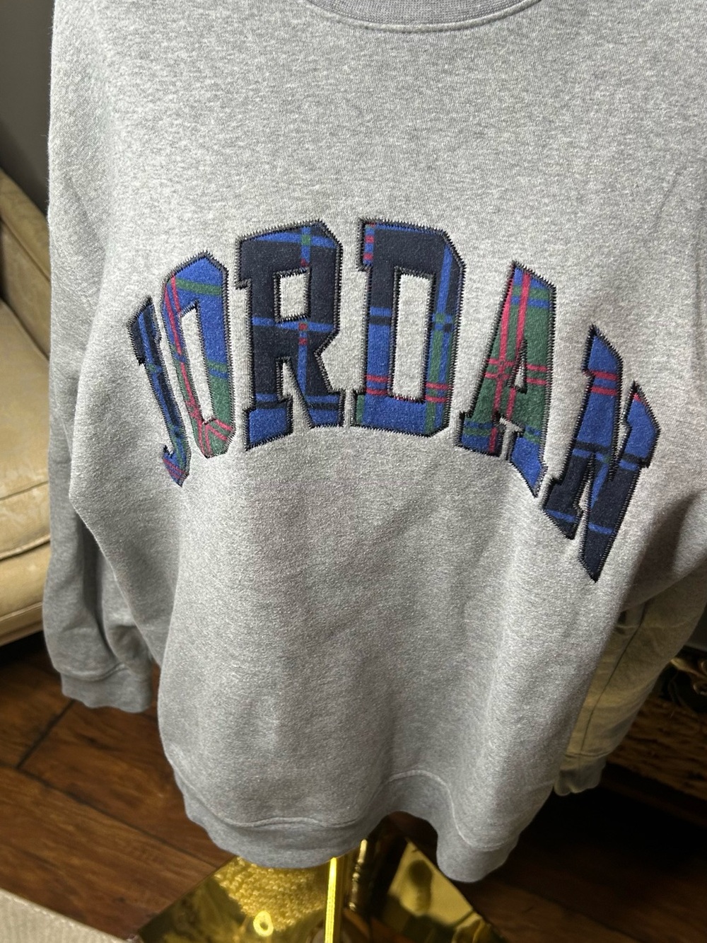 Jordan Grey Crewneck with Multicolor Embroidered Logo